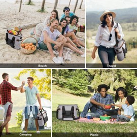 20 Cans Insulated Cooler Bag, Leakproof Collapsible Outdoor Portable Cooler with Zippered Top, Reusable Portable Grocery Bags for Travel, Pinic, Camping, Kayaking