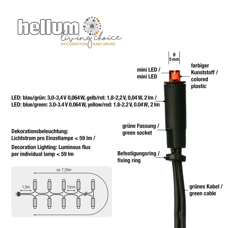 Hellum String Lights, 150322, for Indoor Use, Christmas Tree, Living