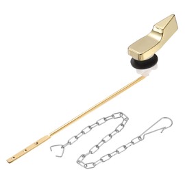 uxcell 1Set Front Mount Universal Toilet Handle Replacement Kit with Chain, Toilet Tank Lever Flush Handle, 702 Gold