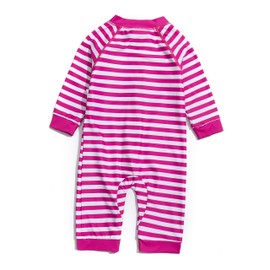 Baby Girl Sunsuits Full-Length Zipper UPF 50+ Sun Protection One Piece Swimwear with Sun Cap (Pink Stripe, 18-24Months)