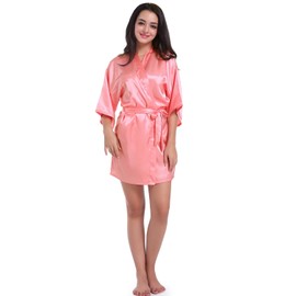 CuteOn Robes for Women Silk Robe for Bridesmaids Bridal Party S/M/L/XL/XXL, Red (watermelon red)