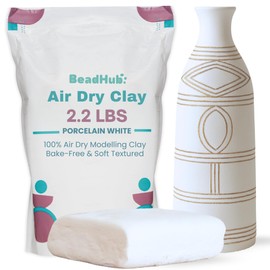 2.2LBS Air Dry Clay - Modeling Clay for Pottery, No Bake No Kiln Required | 1kg Airdry Clay for Beginners Pottery Kit Adults DIY Art Craft Set Project (White Porcelain)
