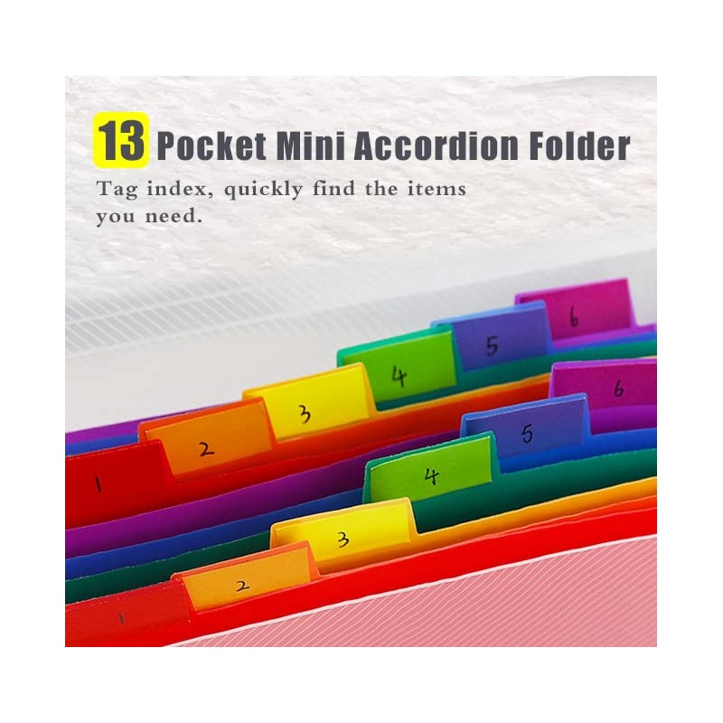 13 Pockets Flash Card Holder - 7x4.7 Inches, A6 Accordian