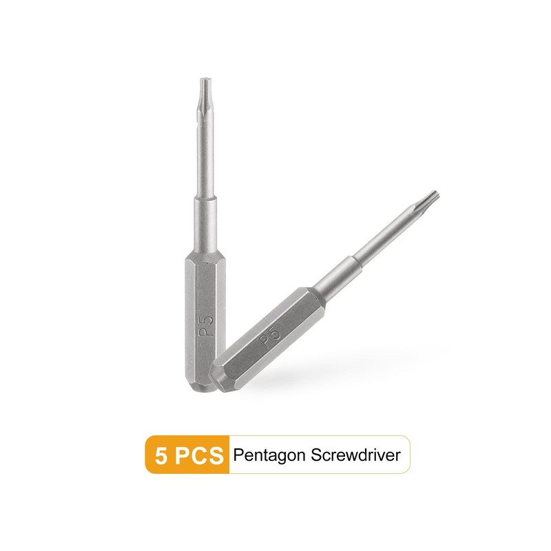 HARFINGTON 5pcs P5 Pentagon Screwdriver Bit 5/32" Hex Shank 35mm/1.38"
