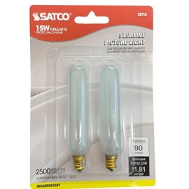 Satco S3715 120V Candelabra Base 15-Watt T6 Switchboard Bulb, Frosted