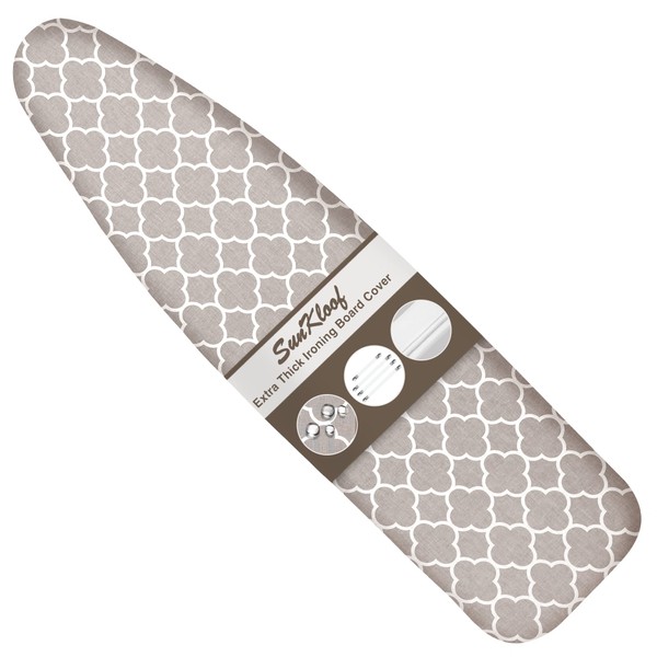 SUNKLOOF Extra Thick Ironing Board Cover and Pad, Resist Scorching and Staining, 15x54 Reflective Silicone Ironing Board Cover, Elastic Edges, 4 Fasteners, Large Protective Scorch Mesh Cloth