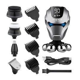 Men's Electric Rechargeable Wireless Razor, 7 Floating Heads, Nose Hair Trimmer, Facial Cleaning Brush, can Shave One's Head(Hair Clipper Set)
