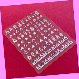 Laser Red Fire Flame Holographic 3D Self-Adhesive Nail Sticker Wg531 Laser Silver for Nails Design Nail Art Stickers Decals Supplies Manicure Tips Sticker Colorful for Nail Decorations