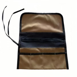 BLIRITEL Small Tool Roll Up Bag, Canvas Chisel Roll, Chisels Bag Tool Organizer with 4 Pockets, Metal Pry Bar Plier Wrench Roll Tool Pouch for Mechanic Carpenter Craftsman (Khaki)