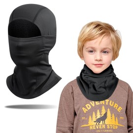 Mineup Pack of 2 Children's Winter Balaclava, Fleece Balaclava, Thermal Children, Windproof Winter Ski Mask, Balaclava for Boys and Girls, Outdoor Sports, Skiing, Cycling, black