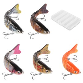 5 Stück Angelköder, Kunstköder Wobbler Hecht, Swimbait lebensechter Mehrgelenkige Hecht Köder 3D Bionischer Schwimmköder Angelzubehör für Süßwasser Salzwasser Zander Barsch Forellen