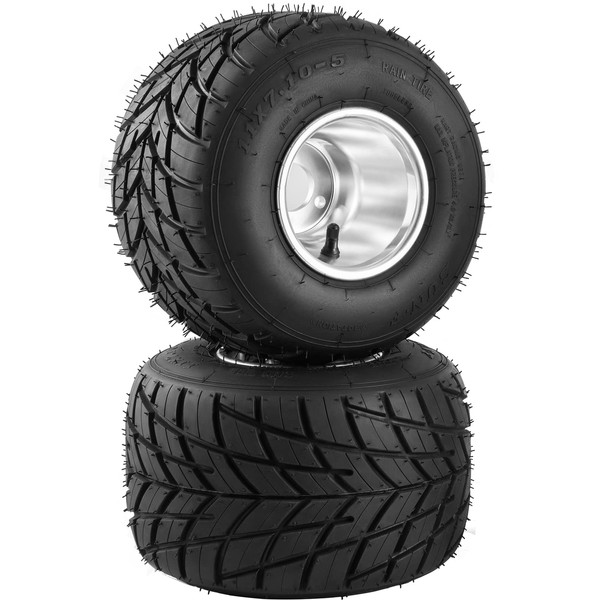 VEVOR Go Kart Tires and Rims, 2pcs Front Tires Rims, Go Cart Wheels and Tires 10"x4.5" Front, HUB- Rim Fit Bolt Pattern 58 mm/2.28 inch with 3 Holes, Drift Trike, Buggy