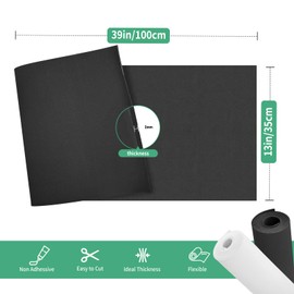 EVA Cosplay Foam Sheets - 2mm Thick Black 14" x 39" Craft Foam Sheets Roll, High Density 86 kg/m³ for Cosplay Modeling, DIY Projects, Crafts