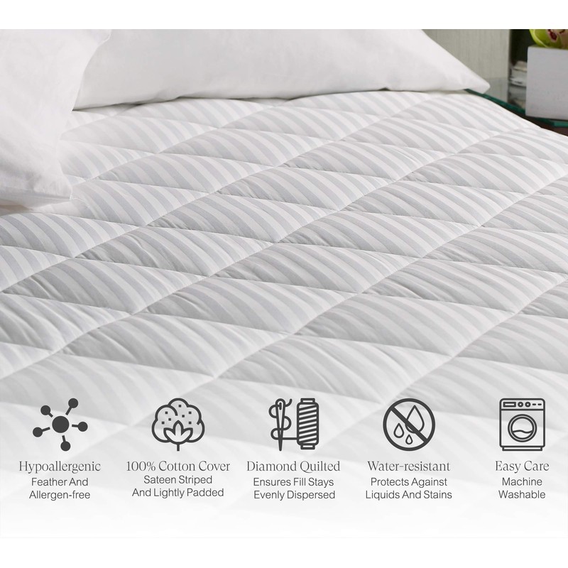 Sheraton Mattress Pad - Diamond Quilted Mattress Topper - Fits