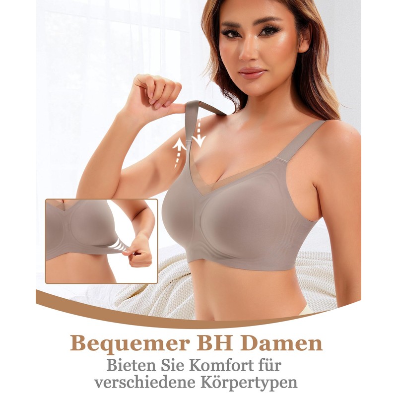 QooNoo Women's Bra Without Underwire Push Up Bra Coarse Breasts