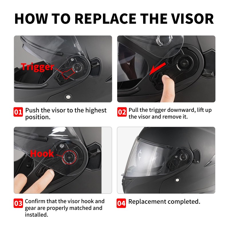 JQF Gear Modular Motorcycle Helmet Dual Visor Flip Up Full