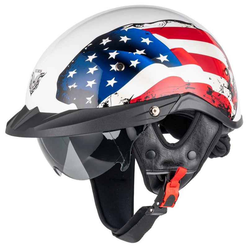 VCOROS Half Helmets Motorcycle VHF04 Open Face Sun Visor Quick