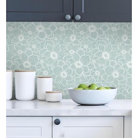 GloryTik Peel and Stick Wallpaper Boho Green Floral Contact Paper Removable Self Adhesive Wall Paper Stick on Wallpaper for Bedroom Bathroom Cabinets Decor Vinyl Paper 17.3"× 197"