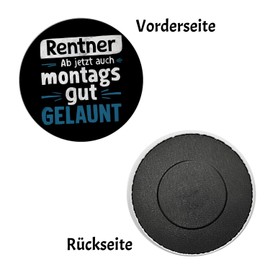 Renter - From now on Mondays in a good mood magnet round playful design artistic typography in black Mondays in a good mood