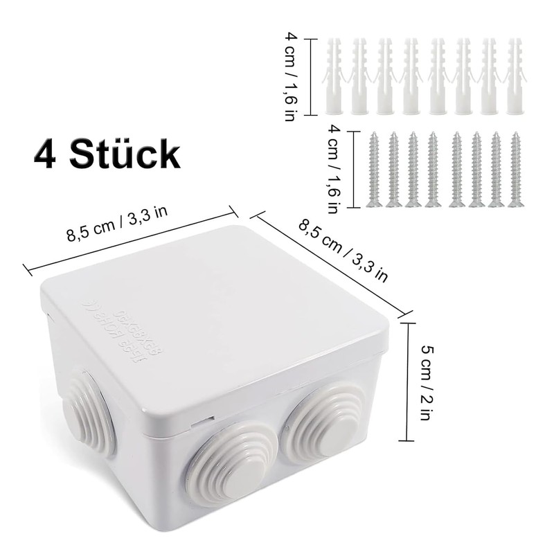 Junction Box Waterproof IP65, Pack of 4, 85 x 85