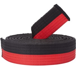 CREATCABIN Black Red Taekwondo Belt Polyester Martial Arts Belt Judo Karate TKD Aikido Uniform Ranking Belt Long Soft Universal Fit Belts Jiu Jitsu for Perfomance Sports Training Equipment 9.18ft