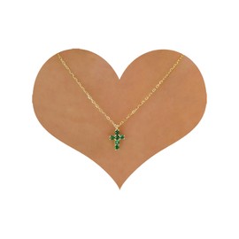 Yheakne Boho Crystal Cross Pendant Necklace Gold Emerald Cross Necklace Choker Green Crystal Cross Choker Necklace Sparkly Green Cz Cross Necklace Chain Jewelry for Women and Girls