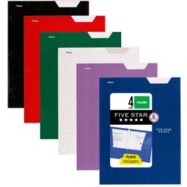 Five Star 4-Pocket Folder, 6 Pack, Paper Folder, Fits 3-Ring Binders, Holds 8-1/2" x 11" Paper, Assorted Colors (38058)