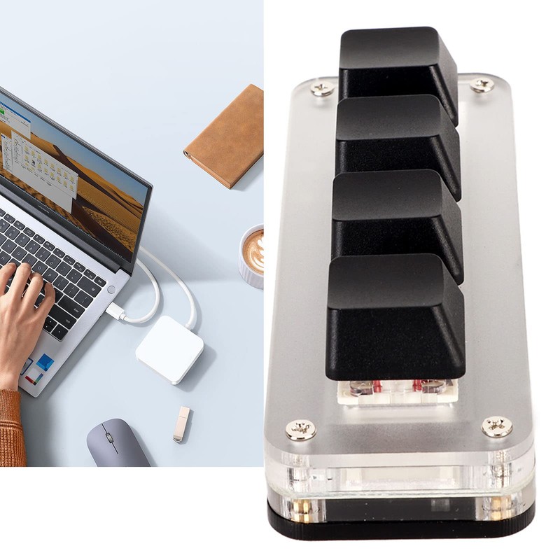 Programmable Macro Keyboard, Mechanical Gaming Macro Keyboard with Customized Knobs,