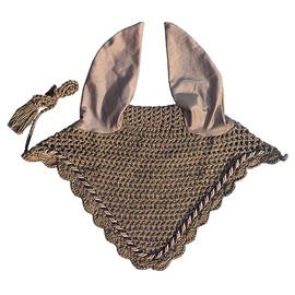 Elegant Horse Ear Bonnet, Fly Veil & Fly Mask – Superior Fly Protection with Style and Comfort for Every Ride (Coffee, Pony)