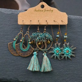 Unbranded 3 Pairs/Set Bohemian Boho Earrings Hook Drop Dangle - Star, Tassle, Fan  A#12
