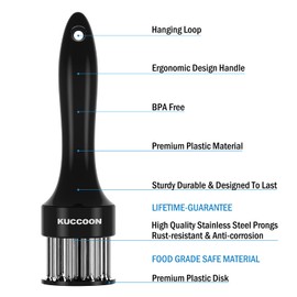 KUCCOON Meat Tenderizer Tool Stainless Steel Needle Ultra Sharp 24 Blades Tenderizer Tool for Tenderizing Beef Chicken Steak Veal Pork