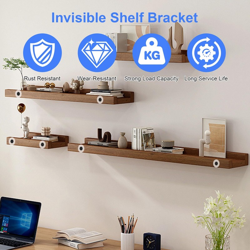Set of 5 Invisible Wall Shelf Brackets Diameter 10 x