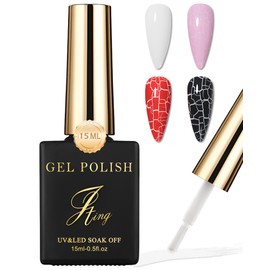 White Base Gel Nail Polish for Crackle Nail Gel Glue Polish,Dazzling Cool Crackle Pattern Effect, Increase Nail Shine,Long Lasting & Quick Drying,Protect Nails, UV LED Lamp Needed Gel Glue Polish-013