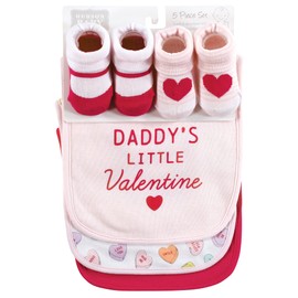 Hudson Baby Unisex Baby Cotton Bib and Sock Set, Be Mine Valentine, One Size
