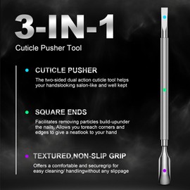 FERYES Professional Cuticle Pusher & Remover Tool - Stainless Steel Dual-Sided Nail Care Tool for Manicure & Pedicure - 5.2 Inch Salon & Home Use
