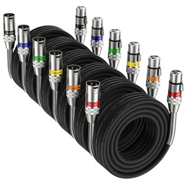 EBXYA XLR Cables 25 Feet 6 Packs, XLR Male to Female Balanced 3 Pin Metal Spring Microphone Cable Compatible with Mixers, Speakers, Amplifiers, Mic