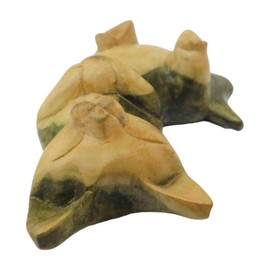 Brave Wings Hand Carved Wooden Cat ~ Cat Playing Ball 15cm Long ~ Ornament Sculpture Figurine Statue Unique Table Decoration Home Decor ~ 5011