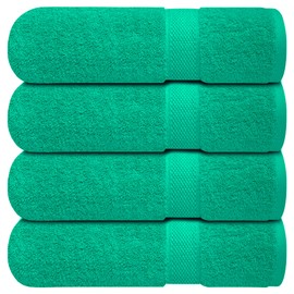 Infinitee Xclusives Luxury 100% Ring-Spun Cotton Bath Towels Set of 4 (27x54 inches) – Soft, Absorbent & Quick-Drying Towels for Bathroom, Gym, Spa & Hotel Use (Vivid Green)