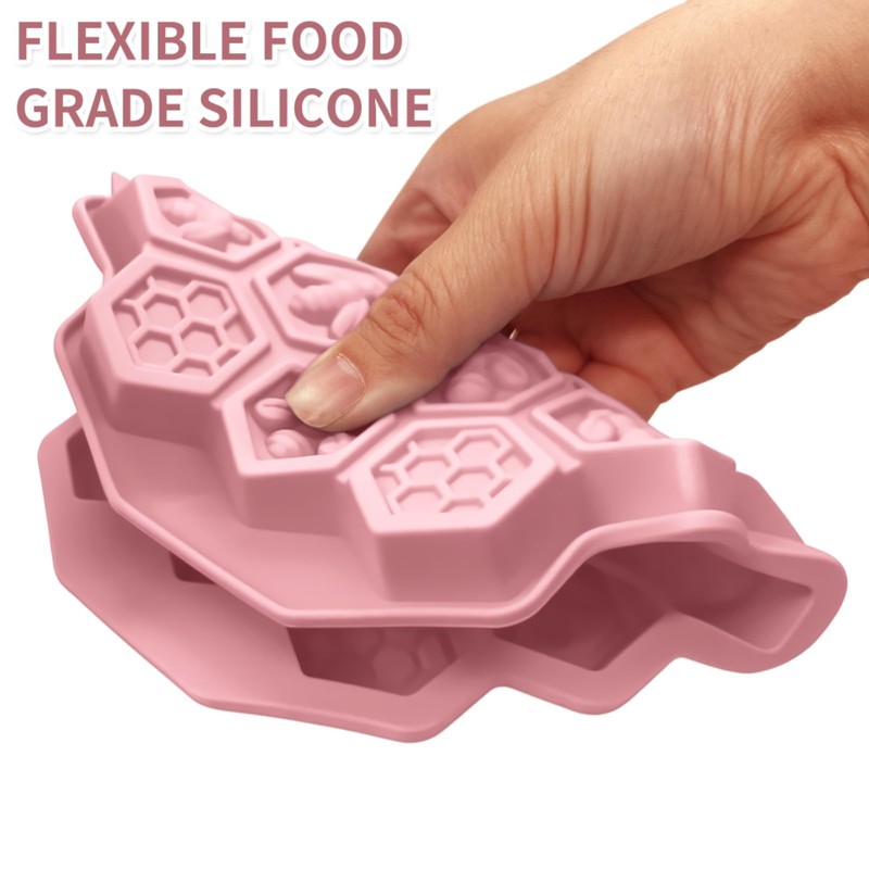 Zilphoba 2pcs Honeycomb Silicone Mold, Non-Stick 19 Cavities Bee Silicone