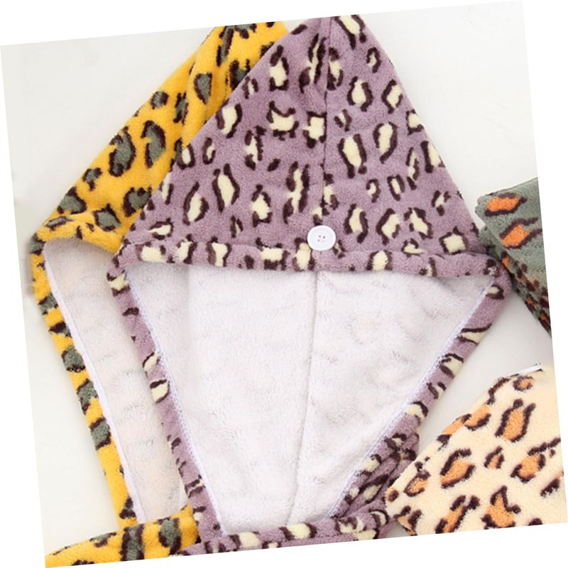 Vaguelly 4 Pcs Quick Drying Hair Drying Caps Coral Fleece