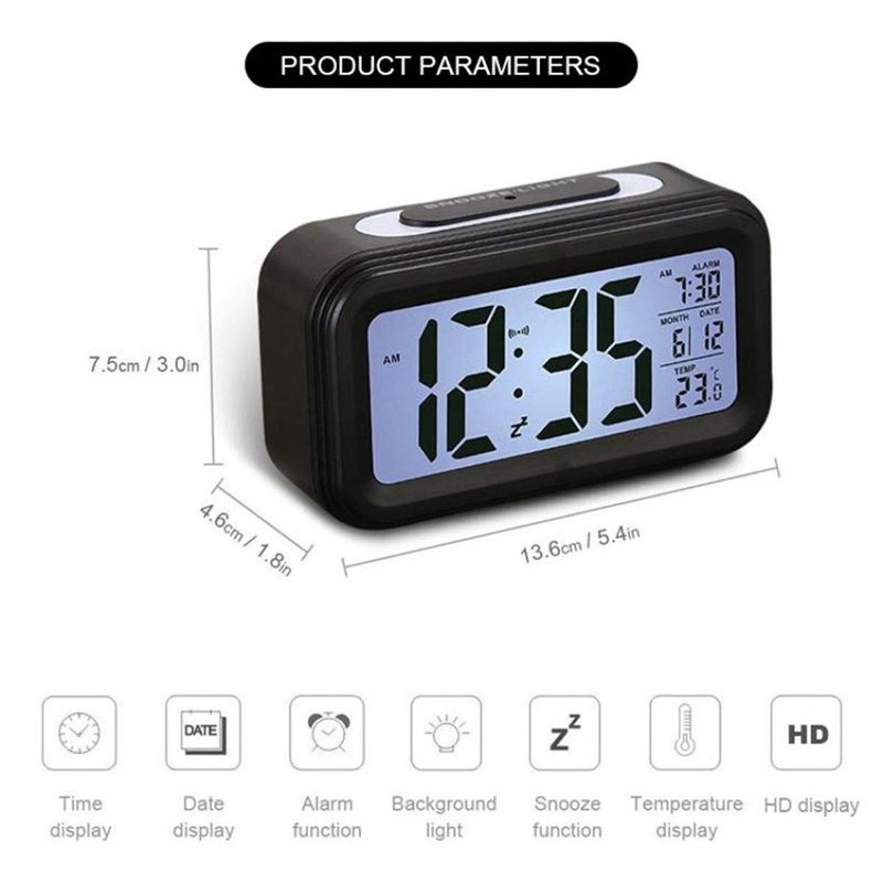 TXY LED Digital Alarm Clock Backlight Snooze Mute Calendar Desktop