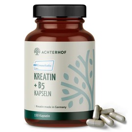 Creavitalis® Creatine + B5 Capsules | Pack of 150 | Creatine Made in Germany | Support Vegan or Vegetarian Diet | for 75 Days | Achterhof