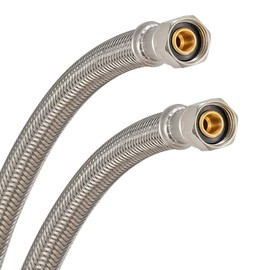 Eastman 16 Inch Flexible Faucet Connector Supply Line, Stainless Steel Braided Hose, 3/8 Inch Compression Outlet x 3/8 Inch Compression Inlet Connection, 48074