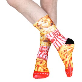 Benefeet Sox Crazy Socks for Men Funny Socks for Boys Teens Unisex 3D Print Food Themed Novelty Patterned Designer Socks for Kids Athletic Tube Socks Christmas Fried Chips