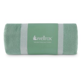 Wellrox Yoga Mat Towel- Anti-Slip, Microfiber Yoga Towels for Hot Yoga Non-Slip- Prevent Injury & Absorb Sweat- 74” x 26” (Green)