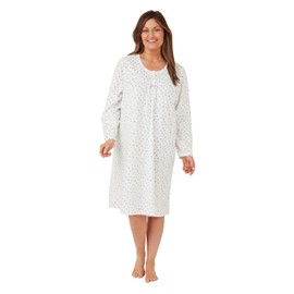 INSIGNIA Womens Long Sleeve Winter Nighties Nightdress Polished Fleece (Blue Spot, 16-18)