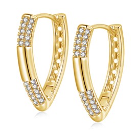 Hoop Earrings 925 Silver for Women Girls Hypoallergenic Earrings Silver 925 with Zikonia, 14K Gold-Plated Huggie Hoop Earrings Small Medium Silver Earrings Glitter, small, Gold-plated, Cubic Zirconia