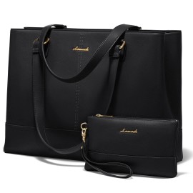 LOVEVOOK Laptop Tote Bag for Women 15.6 Inch Work Bag Leather Laptop Purse with