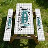 Bcsewcg Buffalo Plaid Fitted Picnic Table Cover with Bench Covers,