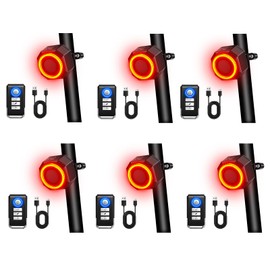 USUPERINK Bike Tail Light, Smart Brake Sensing Bicycle Rear Lights with Alarm, Anti Theft Bike Alarm with Remote IP65 Waterproof USB Rechargeable Search Bell Function 4 Lighting Modes, 6PK